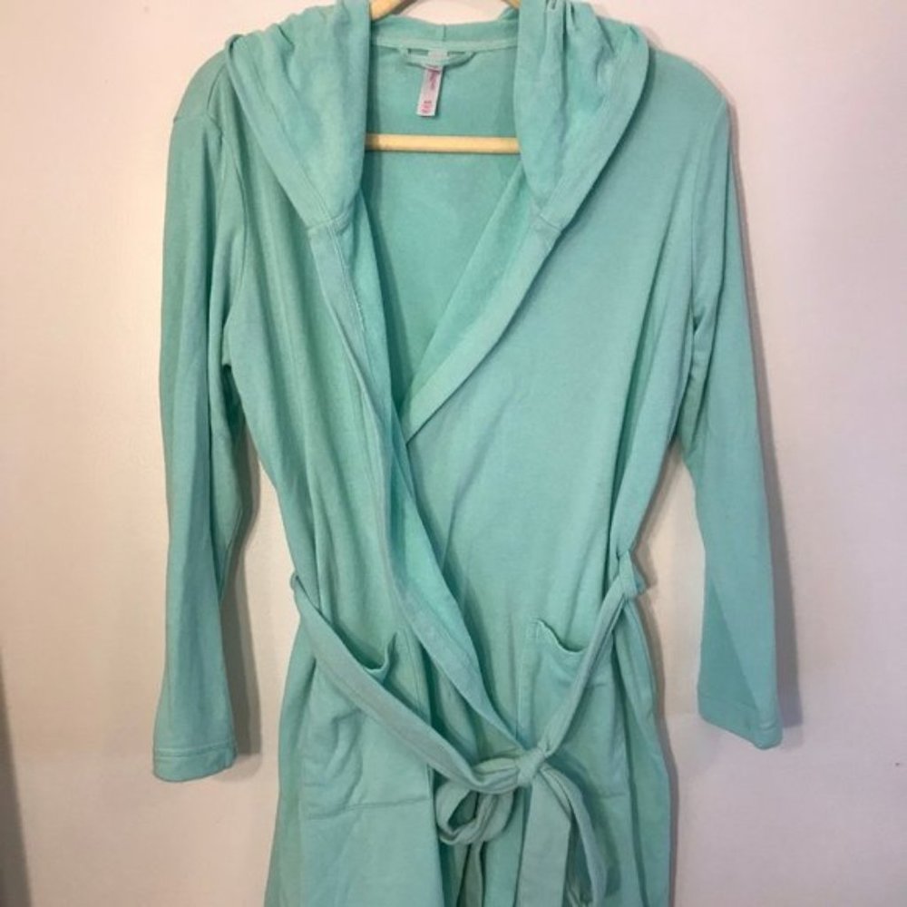 Xhiliration Baby Blue Knee-High Robe w Pockets